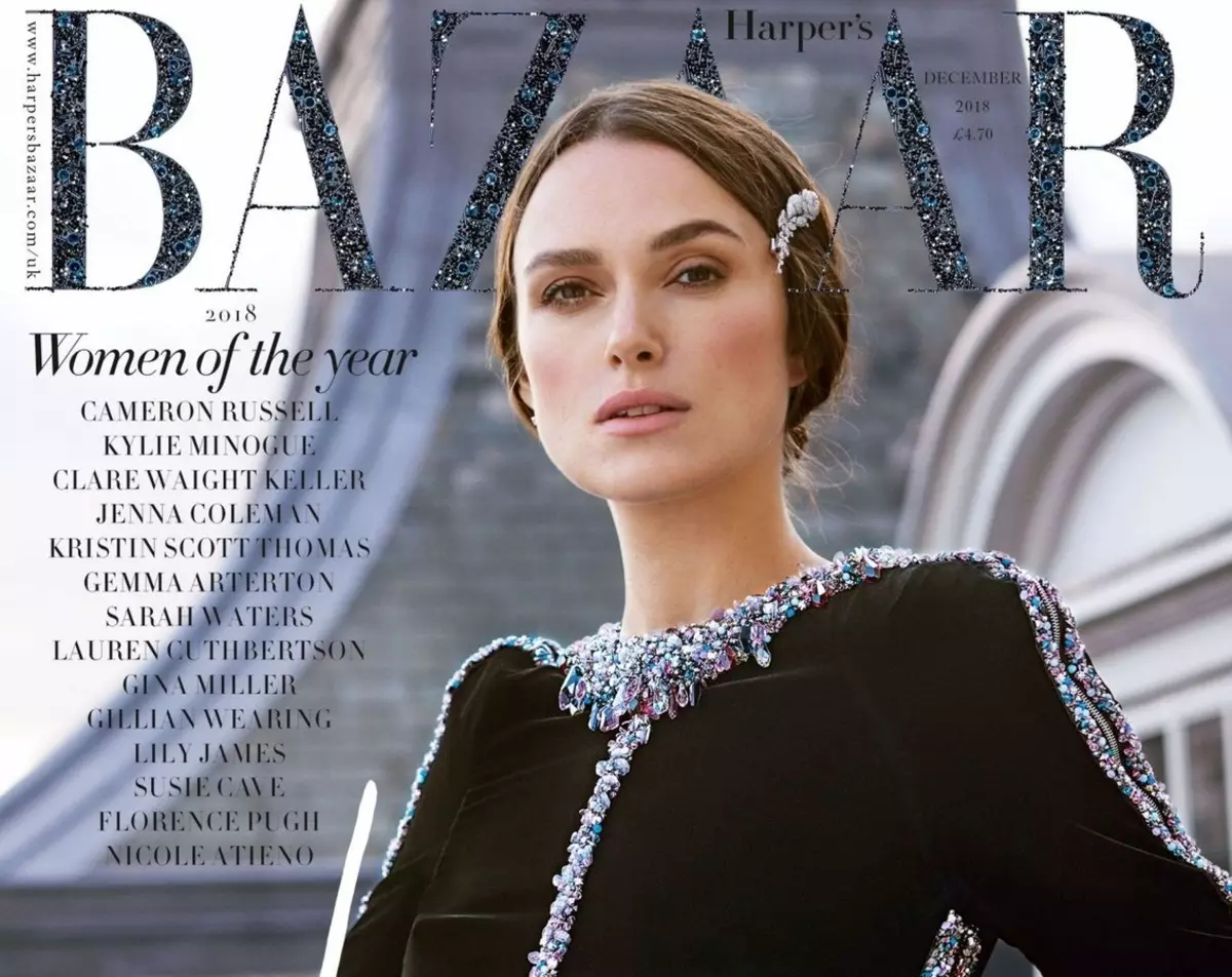 Ο Keira Knightley διακοσμήθηκε το κάλυμμα του παζάρι του Δεκεμβρίου Harper