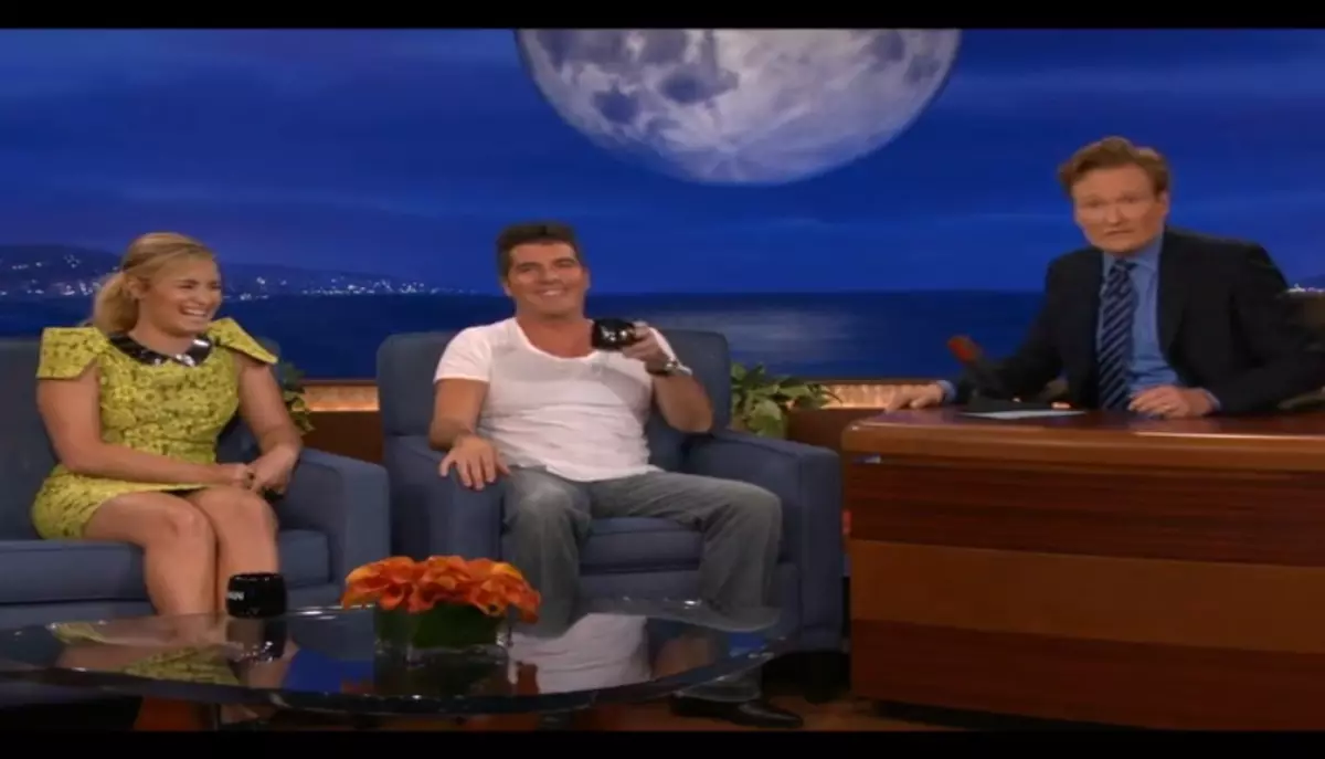 Demi Lovato and Simon Cowell on the show Conan O'Brian