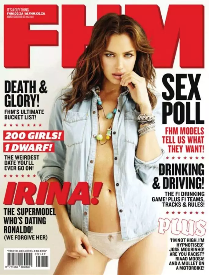 Irina Shayk FHM Magazine Etelä-Afrikassa. Maaliskuu 2012.