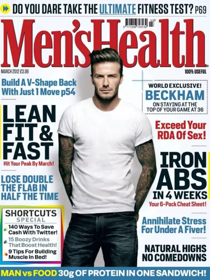 David Beckham na Maganis Health Man UK. Machị 2012.