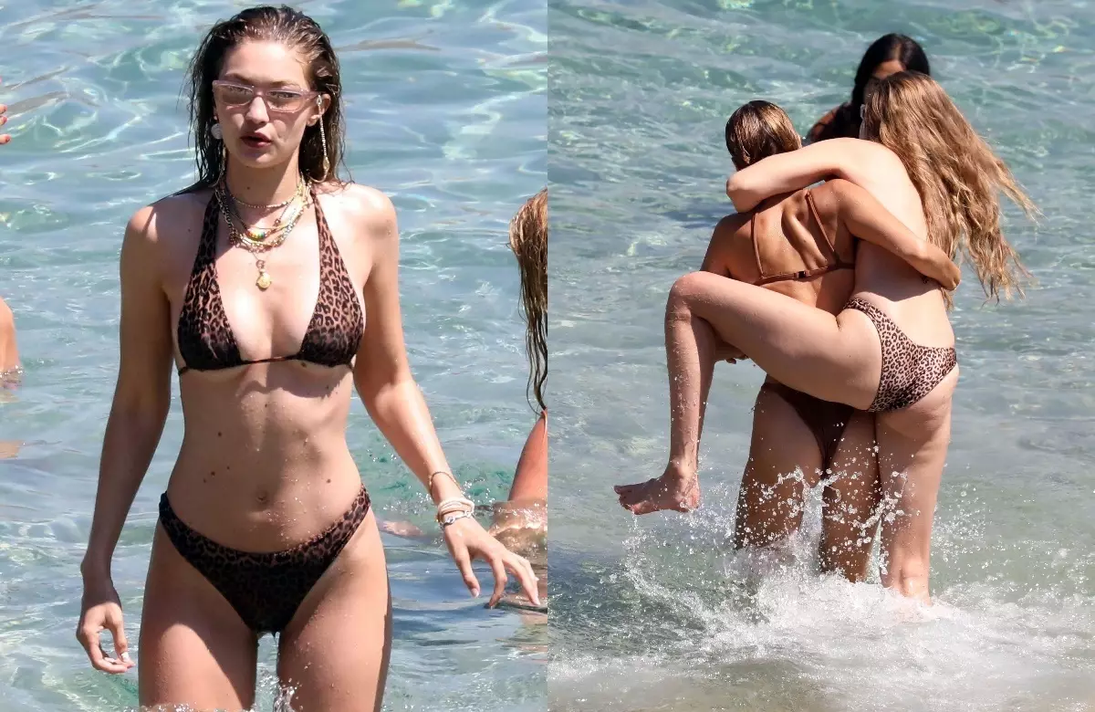 사진 : Jiji와 Bella Hadid 그리스에서 해변에서 재미