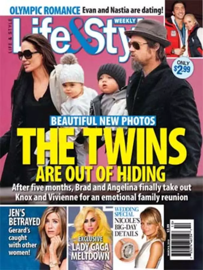 Jolie da Pitt sun nuna tagwaye, Butler sun ba da bikin Aniston ya sha wahala