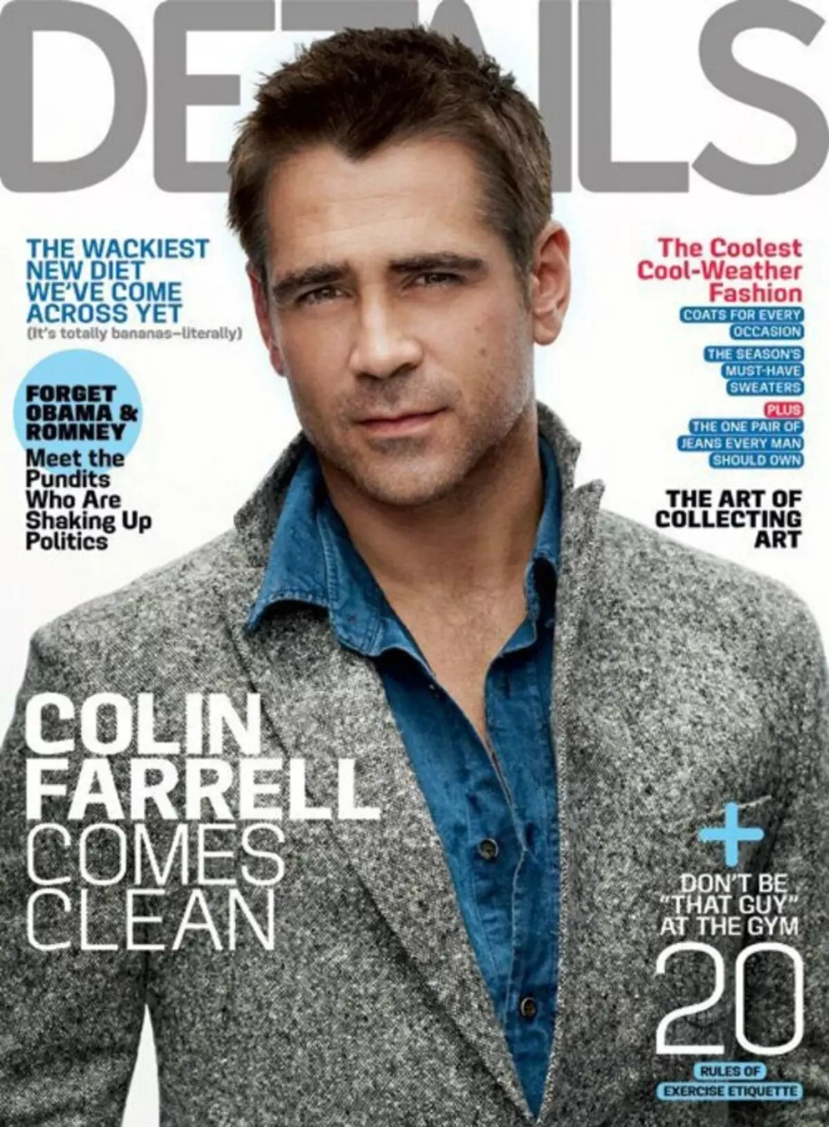 Colin Farrell trong chi tiết Tạp chí. Tháng 11 năm 2012.