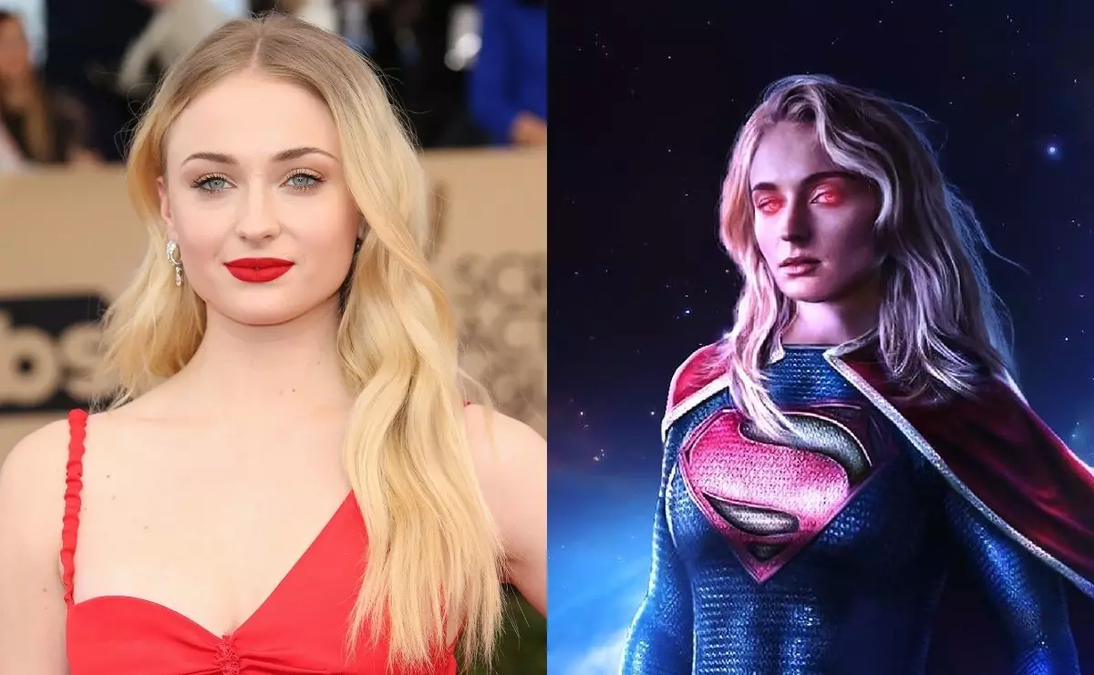 Star "Speletjies van trone" Sophie Turner het in die vorm van 'n supergel gewys