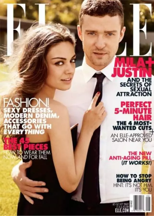 Interviews Mila Cunis og Justin Timberlake i Elle Magazine. August 2011.