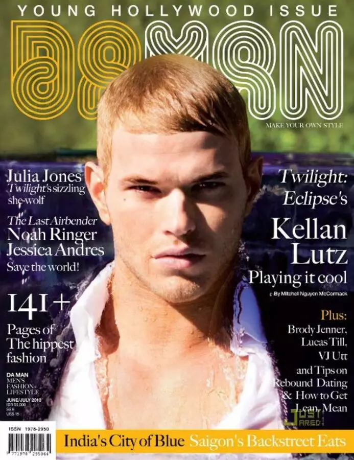 Kellan Lats i Da Man Magazine. Juni-juli 2010