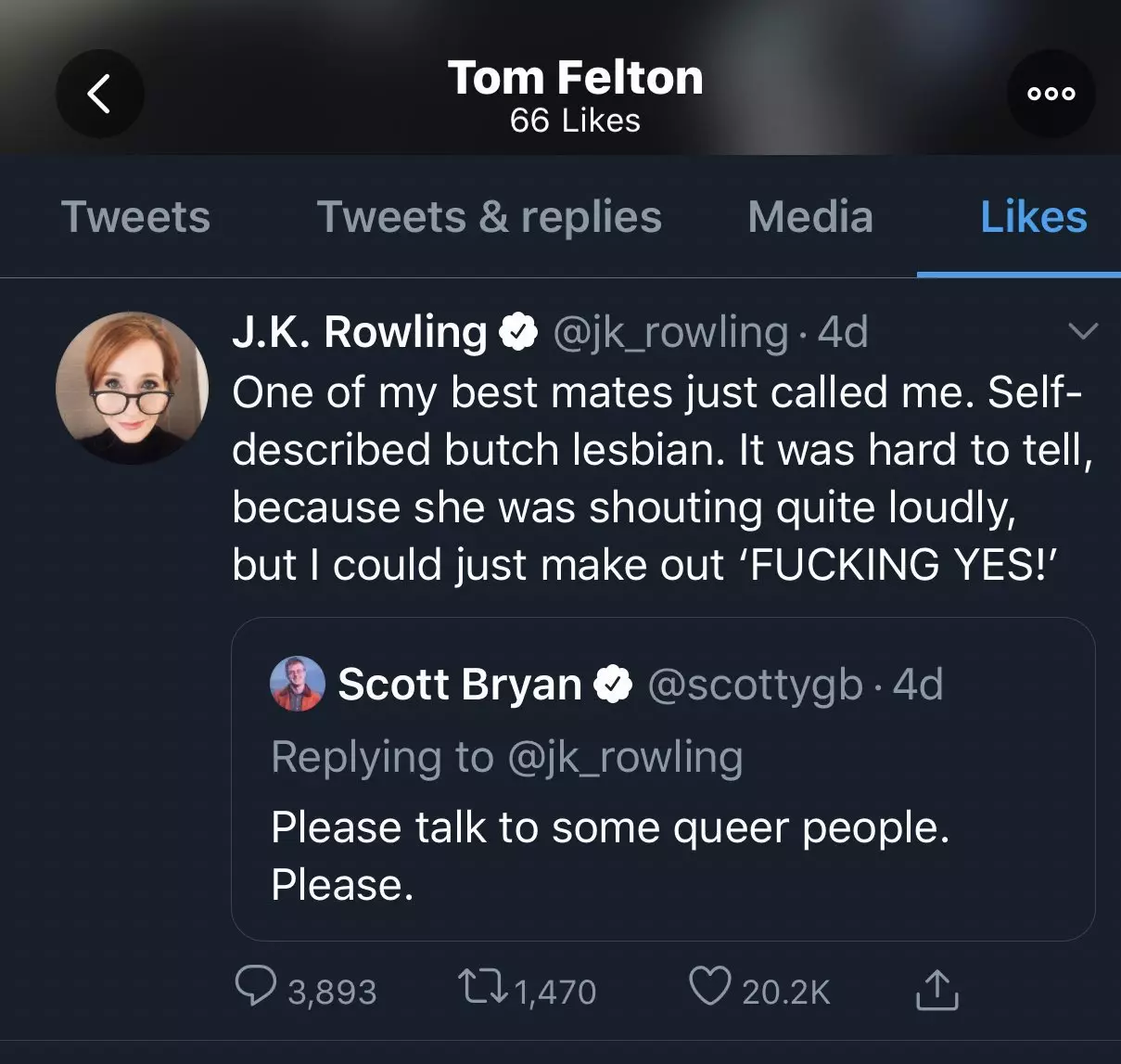 Tom Felton va cridar "lleig" a causa de la rosca en suport a Joan Rowling