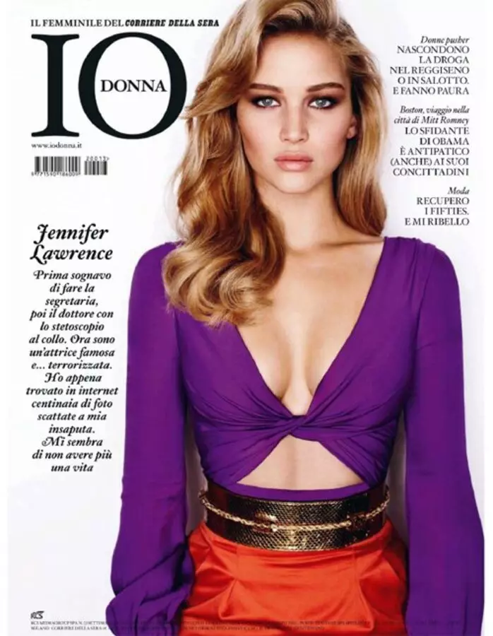 詹妮弗劳伦斯在IO Donna杂志。 2012年3月。