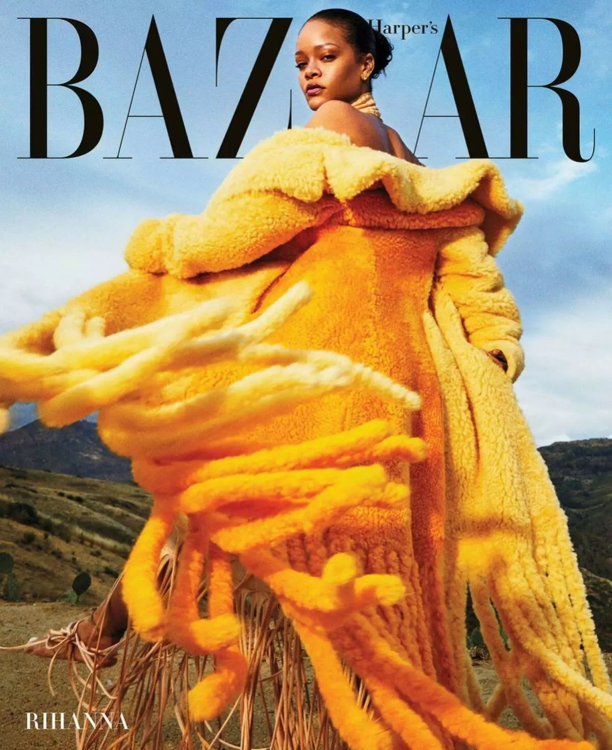 Med skraldespakker. Bemærk: Rihanna Dekoreret Cover Harpers Bazaar 17995_2