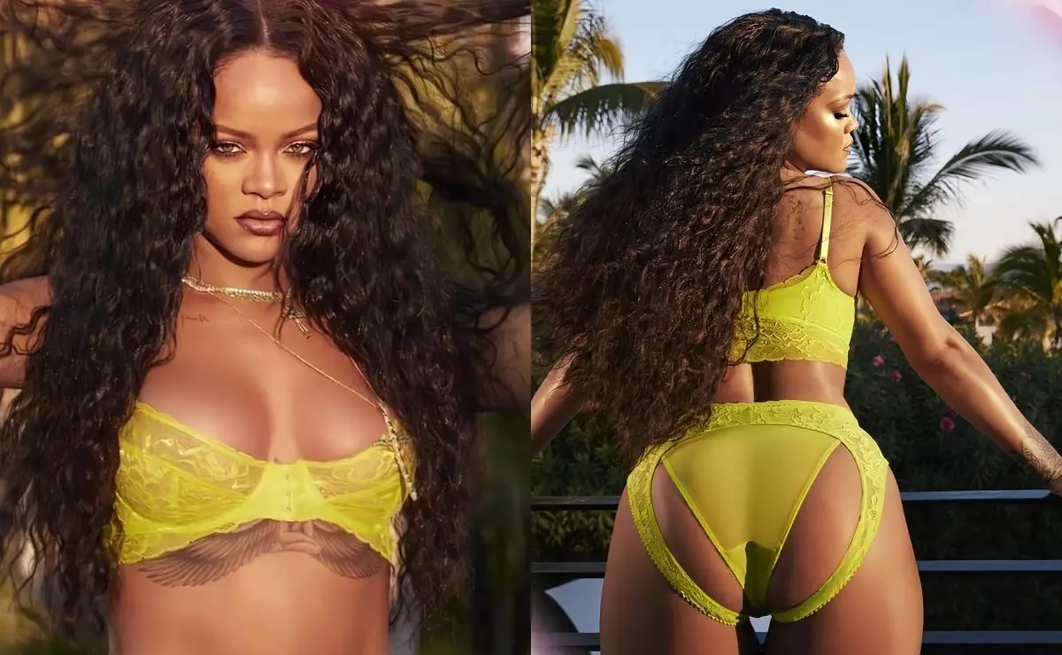 Rihanna het 'n figuur in 'n advertensiefoto-sessie van onderklere gespog