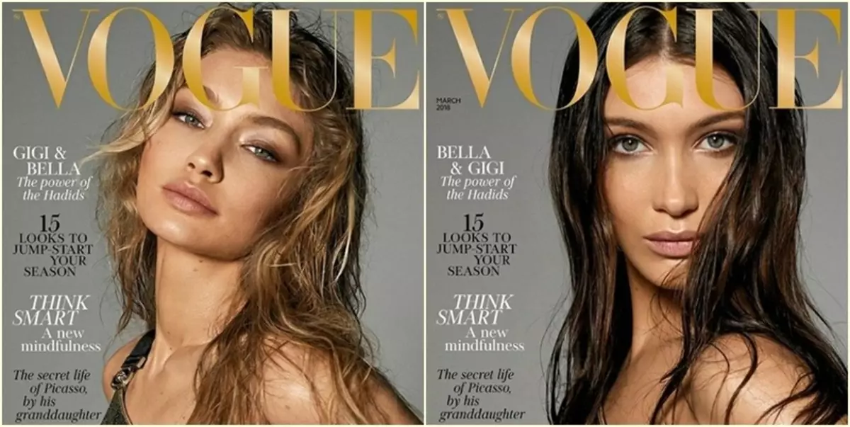 Jiji en Bella Hadid het naak vir Vogue gespeel