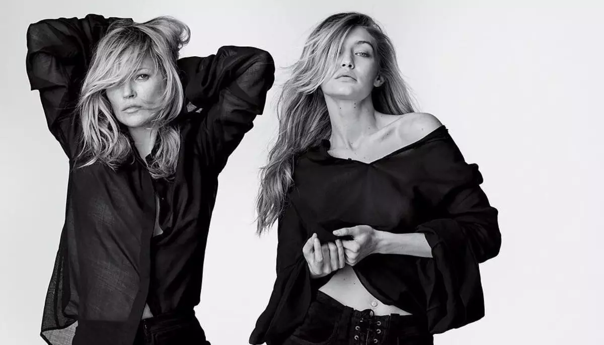 Tveir kynslóðir: Kate Moss og Jiji Hadid í Stuart Weitzman auglýsingaherferð