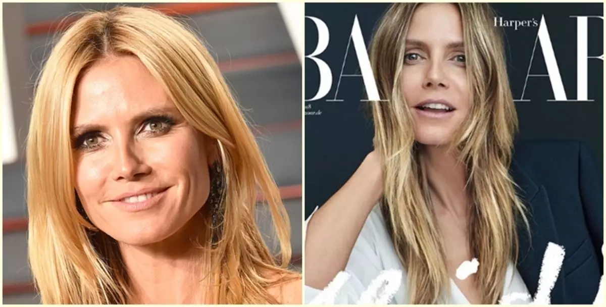 Heidi Klum dristig stjernespillet for Harper's Bazaar Cover uten sminke