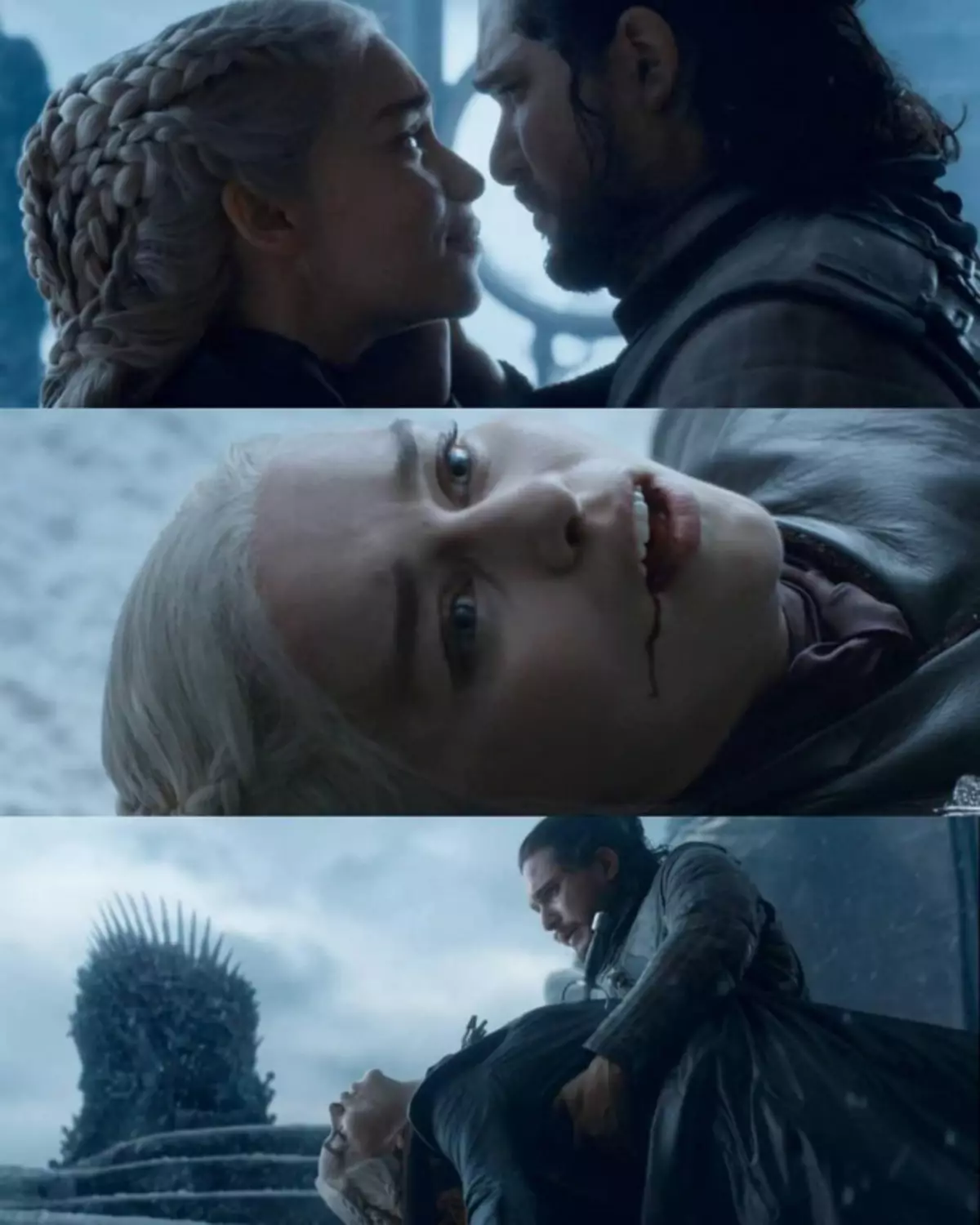 Emilia Clark kurja, et Johannese lumi tuli Drineris Targaryeni mõrva üle troonide mängude finaalis 22085_1