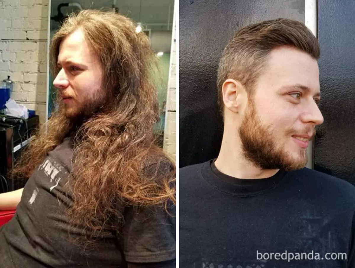 Зачем мужчинам длинный. Мужские прически до и после. Преображение людей до и после стрижки мужские. Стрижка после длинных волос у мужчин. Преображение мужчин с длинными волосами.