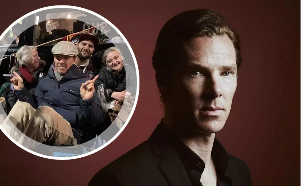 明星“Sherlock”Benedict Cumberbatch參加了倫敦生態抗議活動