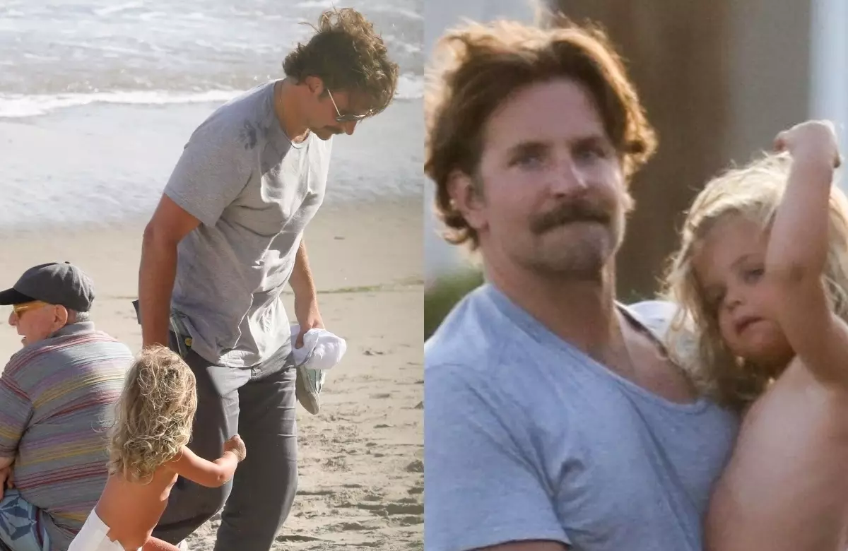 "ຢູ່ທີ່ຂຸມທີ່ແຕກຫັກໄດ້": Curly Bradley Cooper ກັບ Ledice ກັບລູກສາວຂອງນາງ Ledy ຢູ່ເທິງຫາດຊາຍໃນ Malibu (ພາບ)