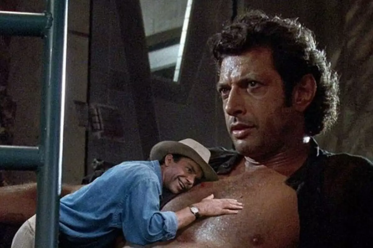 Jeff Goldblum spawn de ferneamde Meme út it "Jurassic Park"