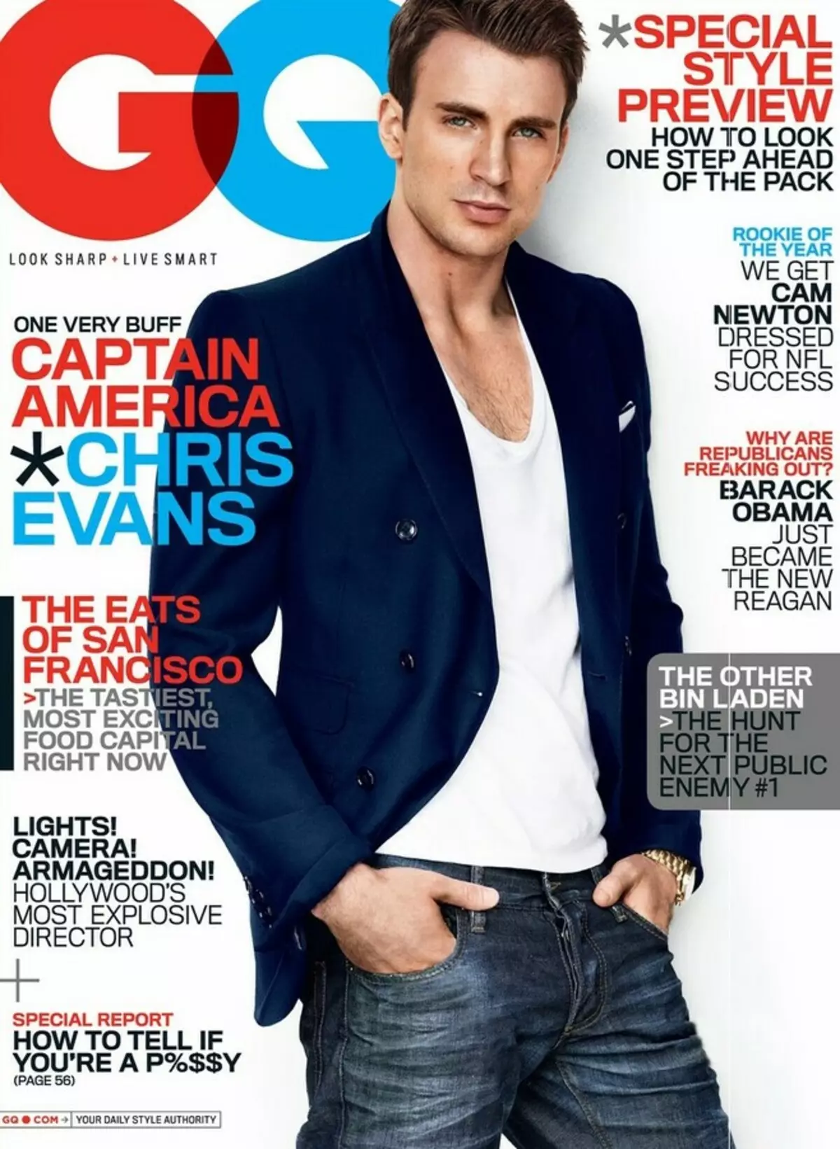 UChris Evans kwimagazini ye-GQ. NgoJulayi 2011.