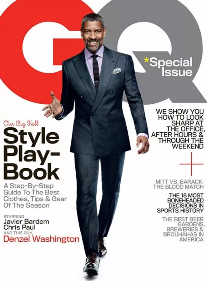 Denzel Washington mu magazini ya GQ. Ogasiti 2012.