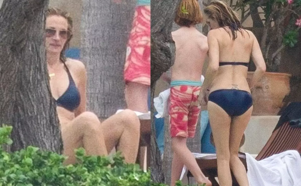 Foto: Julia Roberts berusia 52 tahun sedang beristirahat di pantai di Meksiko