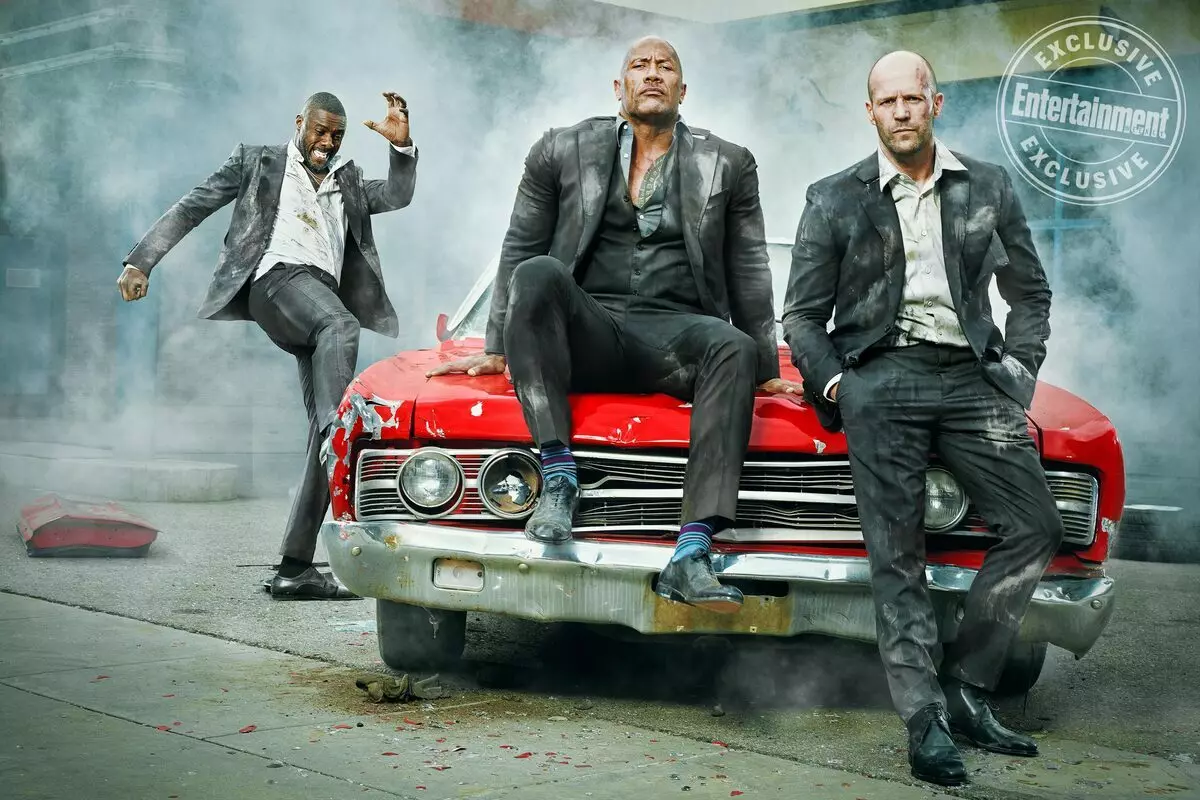 Mighty Trinity: Duane Johnson, Jason Statham and Idris Elba in a photoset for EW