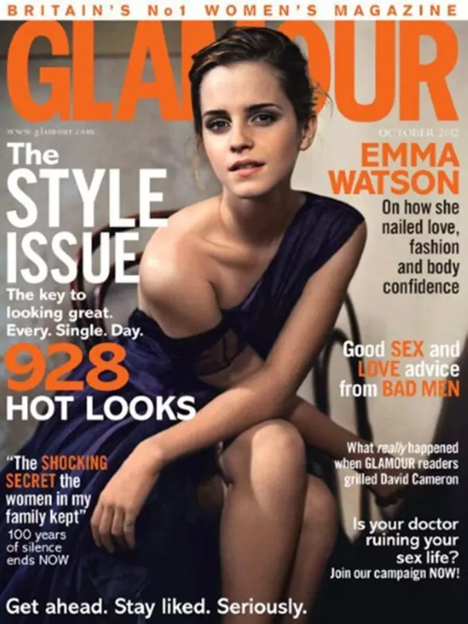 Emma Watson ao amin'ny magazine glamor United Kingdom. Oktobra 2012.