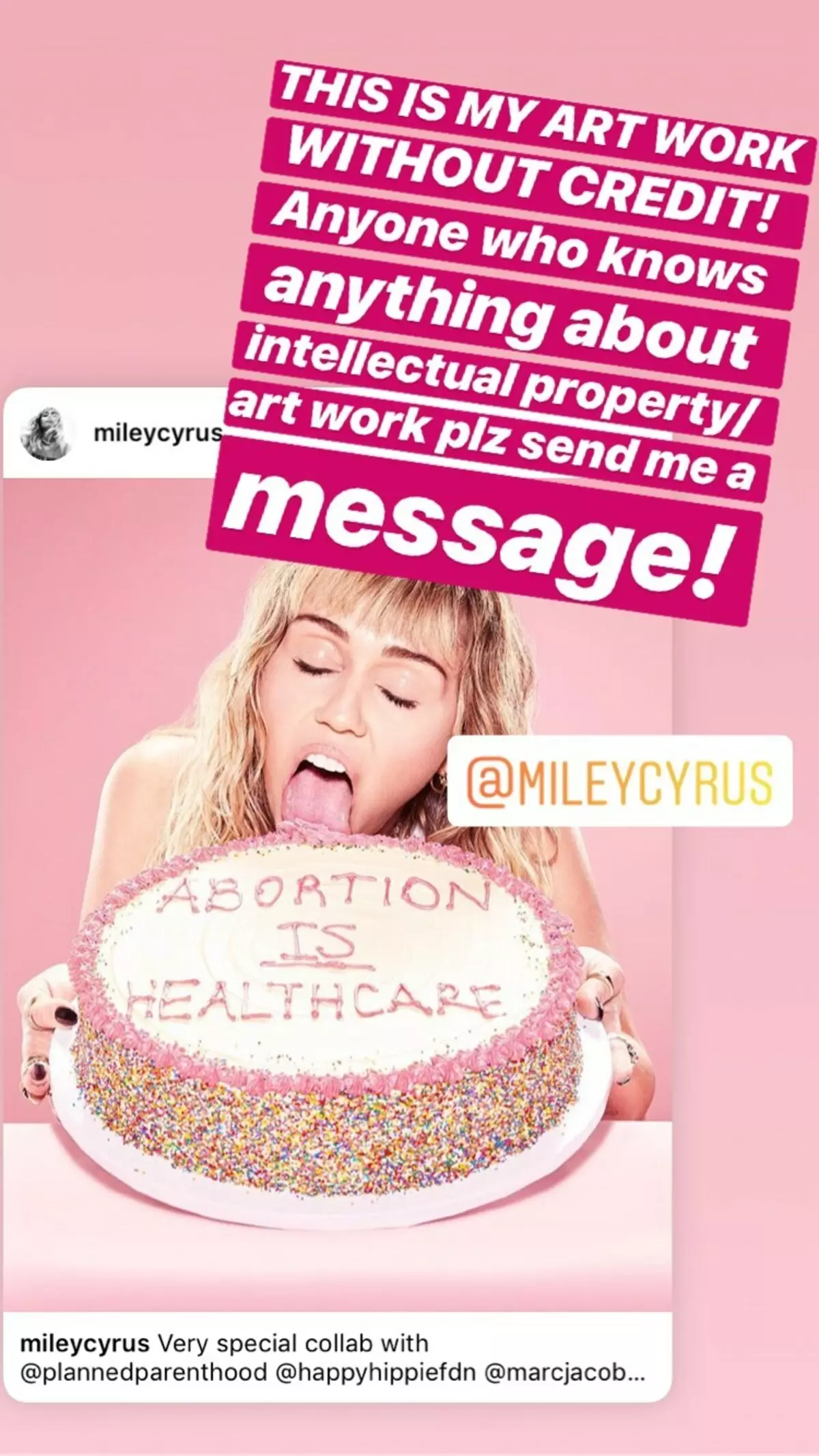 Miley Cyrus ursäktade för fotot med en tårta till stöd för abort 61711_2