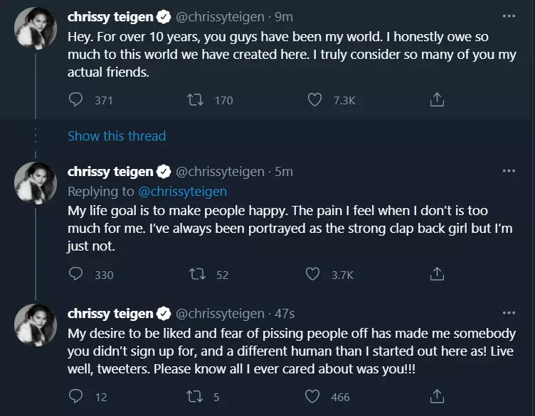 Krissy Teigen ha cancellato Twitter, perché non potevo rendere felici le persone 63003_1