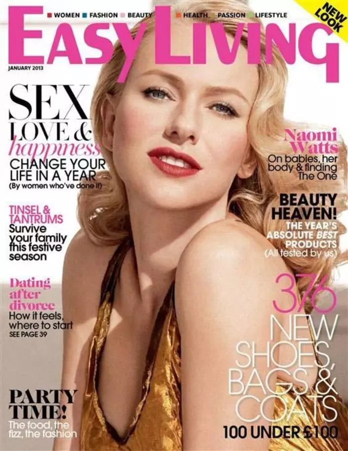 Naomi Watts en Easy Living Magazine. Xaneiro de 2013.