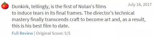 Dunkirk রটেন টমেটো 98% থেকে শুরু: সিনেমা সমালোচক রিভিউ 71793_10