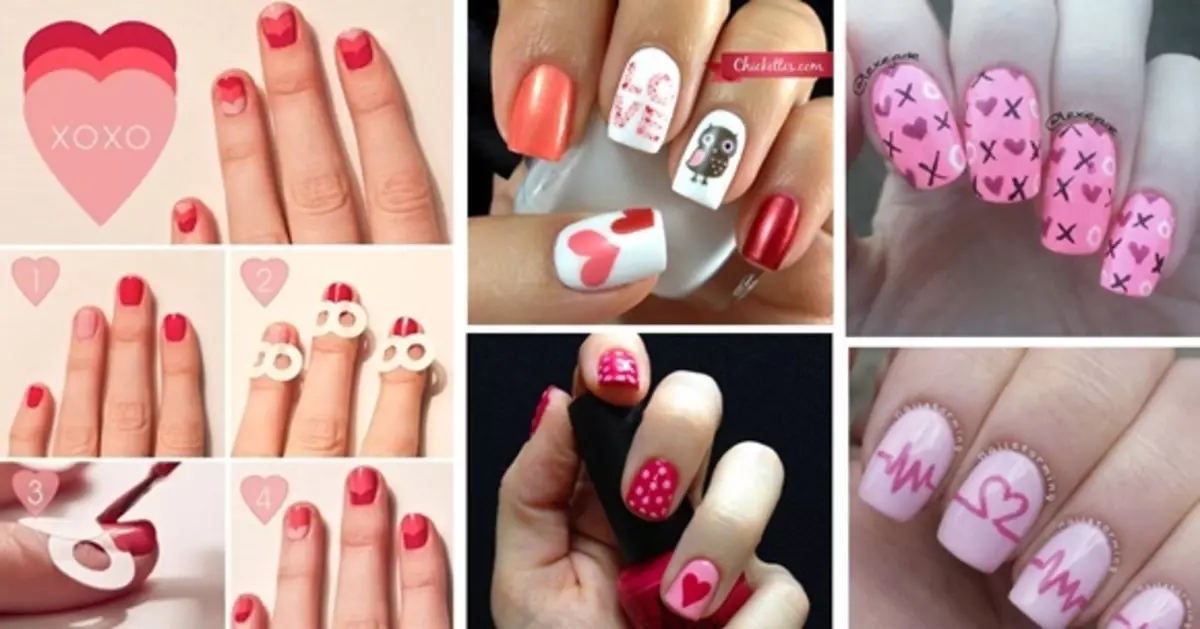 Mufananidzo mazano uye manicure zvidzidzo musi waFebruary 14 - Zuva raValentine