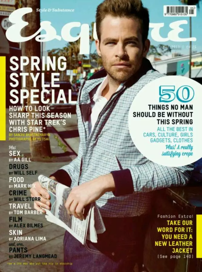 Chris Pine in Esquire Magazine UK. Mei 2013