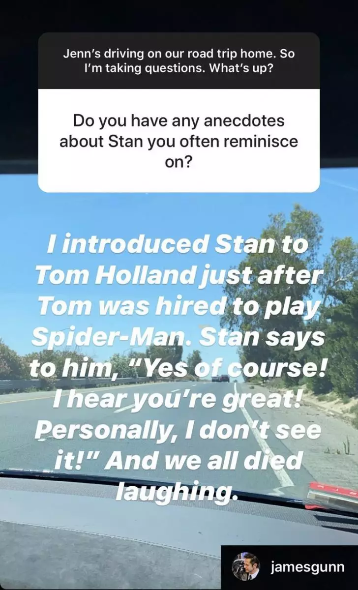 James Gunn, Stan Lee ilə Tom Hollands'ın tanışlığı haqqında əyləncəli bir hekayə danışdı 82100_2