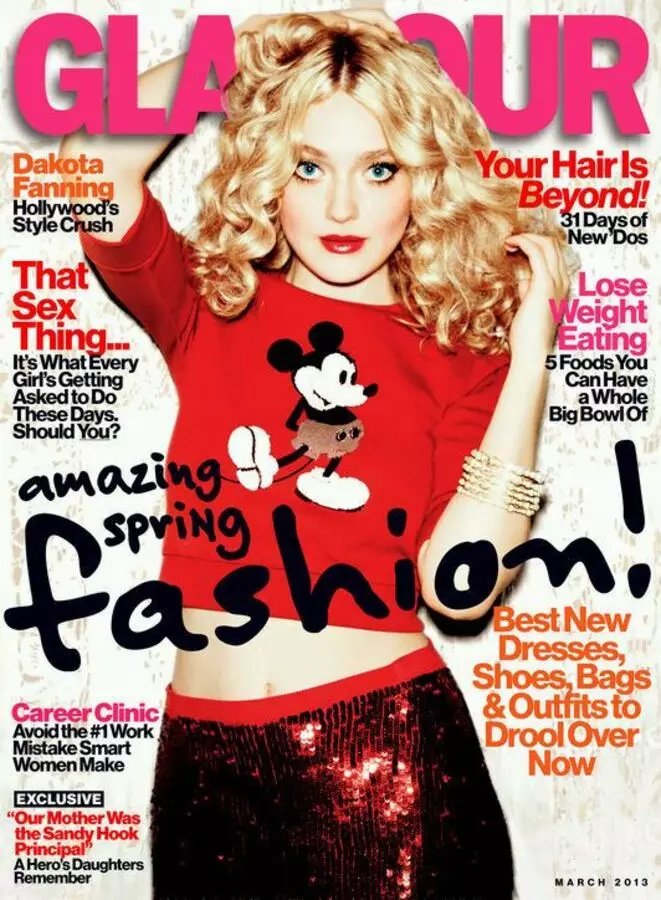 Dakota Fanning lehden glamourissa. Maaliskuu 2013