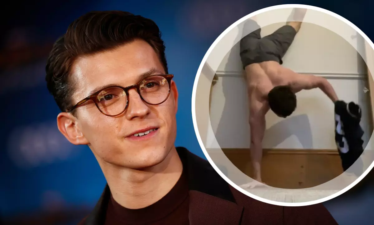 Tom Holland het die "onpraktiese uitdaging" aanvaar en op 'n T-hemp op sy hande gesit